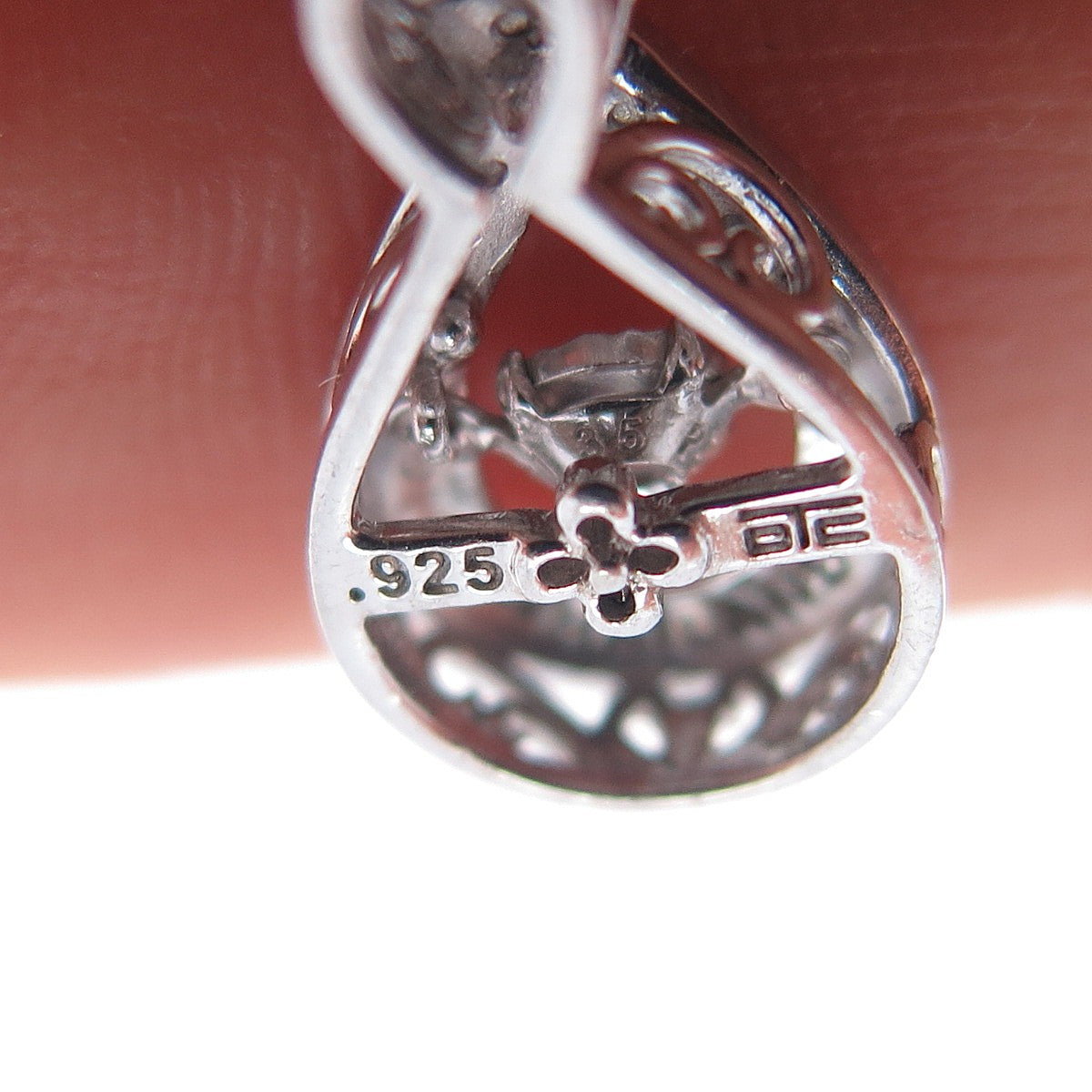 925 Sterling Silver Real Round-Cut Diamond Twisted Slide Mini Charm Pendant