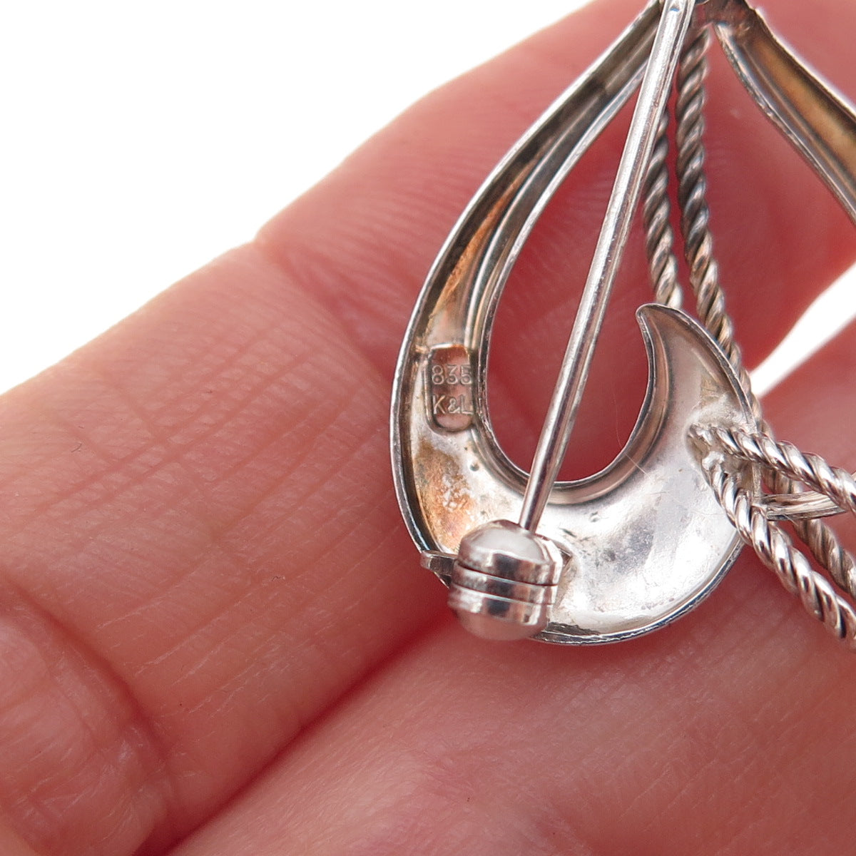 Kordes & Lichtenfels 835 Silver Vintage Modernist Heart Pin Brooch / Pendant