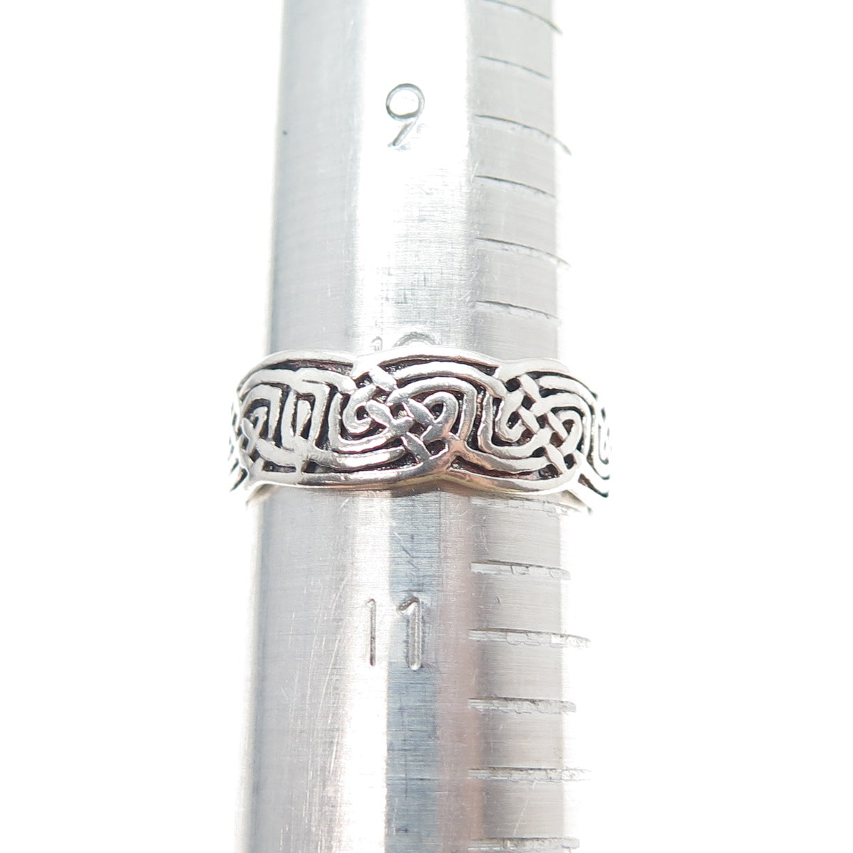PETER STONE 925 Sterling Silver Vintage Celtic Knot Oxidized Band Ring Size 10.5