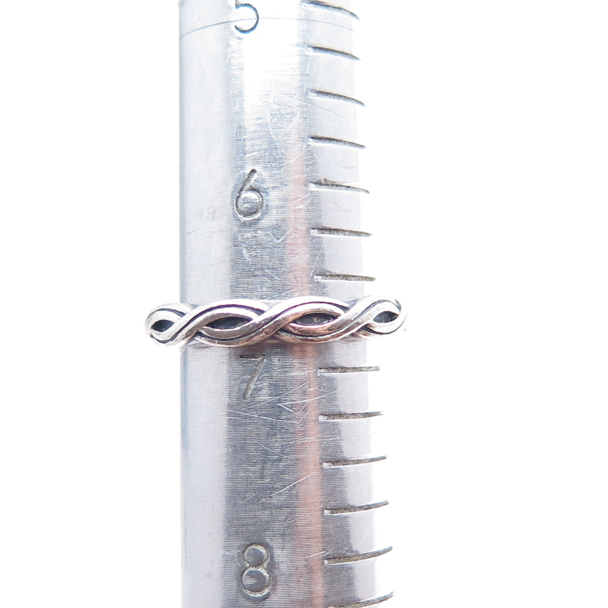 PANDORA 925 Sterling Silver Oxidized Twisted Band Ring Size 6.75