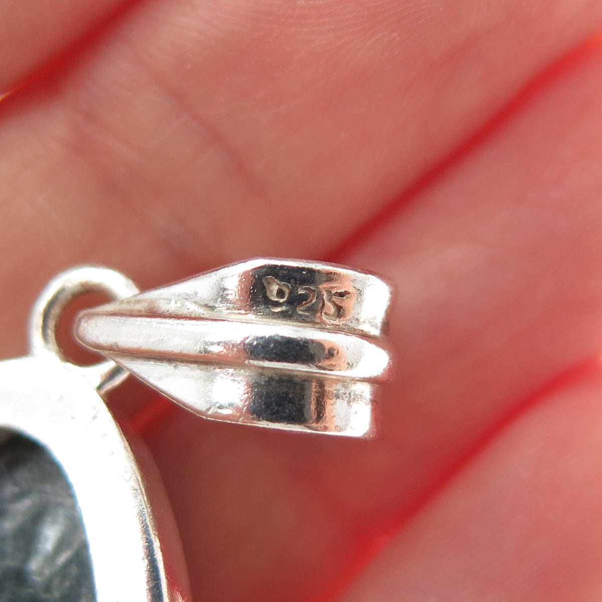 925 Sterling Silver Vintage Real Seraphinite Modernist Charm Pendant