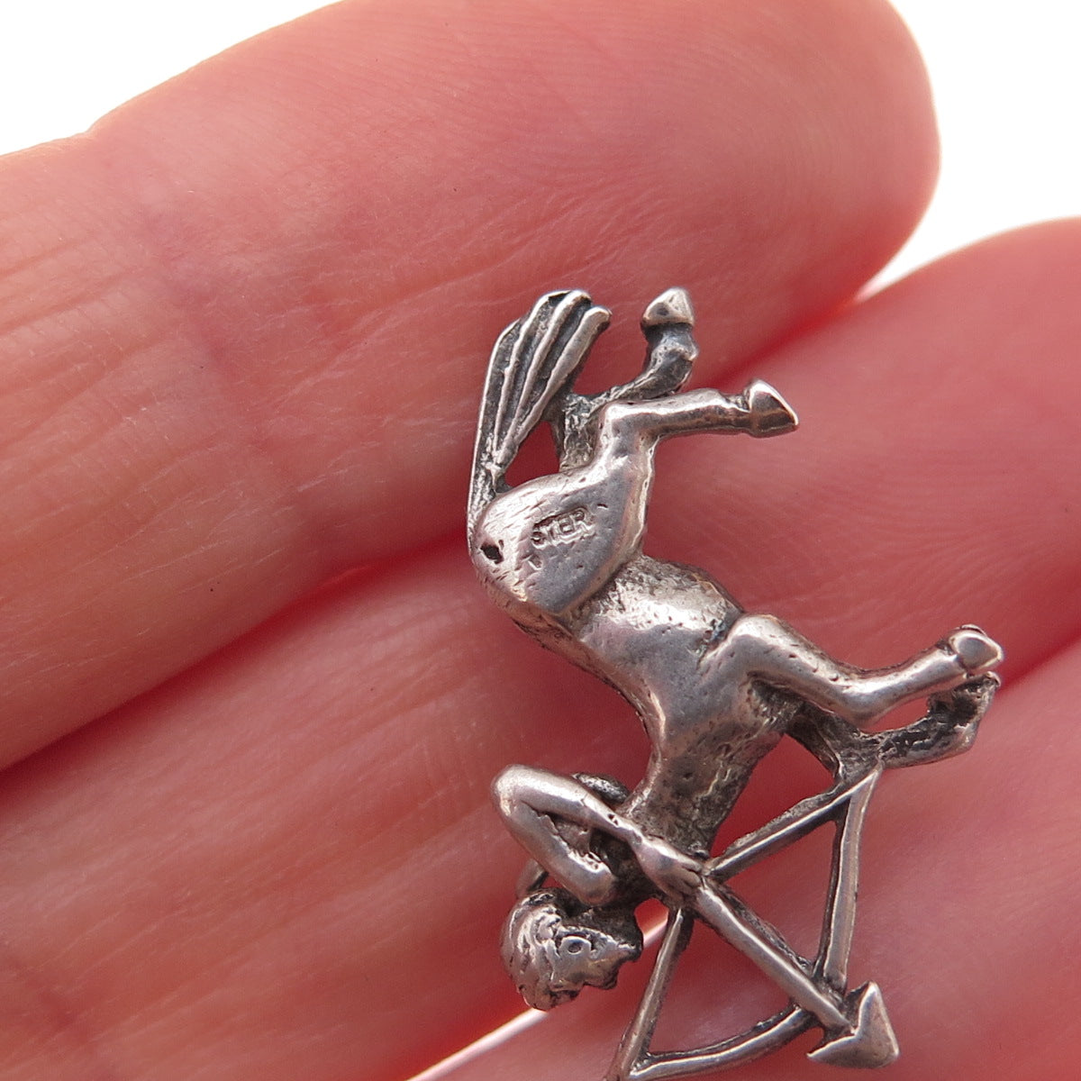 925 Sterling Silver Vintage Sagittarius Zodiac Sign Oxidized Charm Pendant