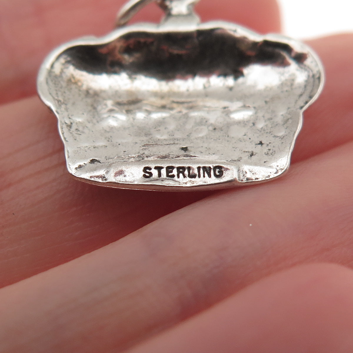 925 Sterling Silver Vintage Fleur de Lis Royal Crown Oxidized Mini Charm Pendant