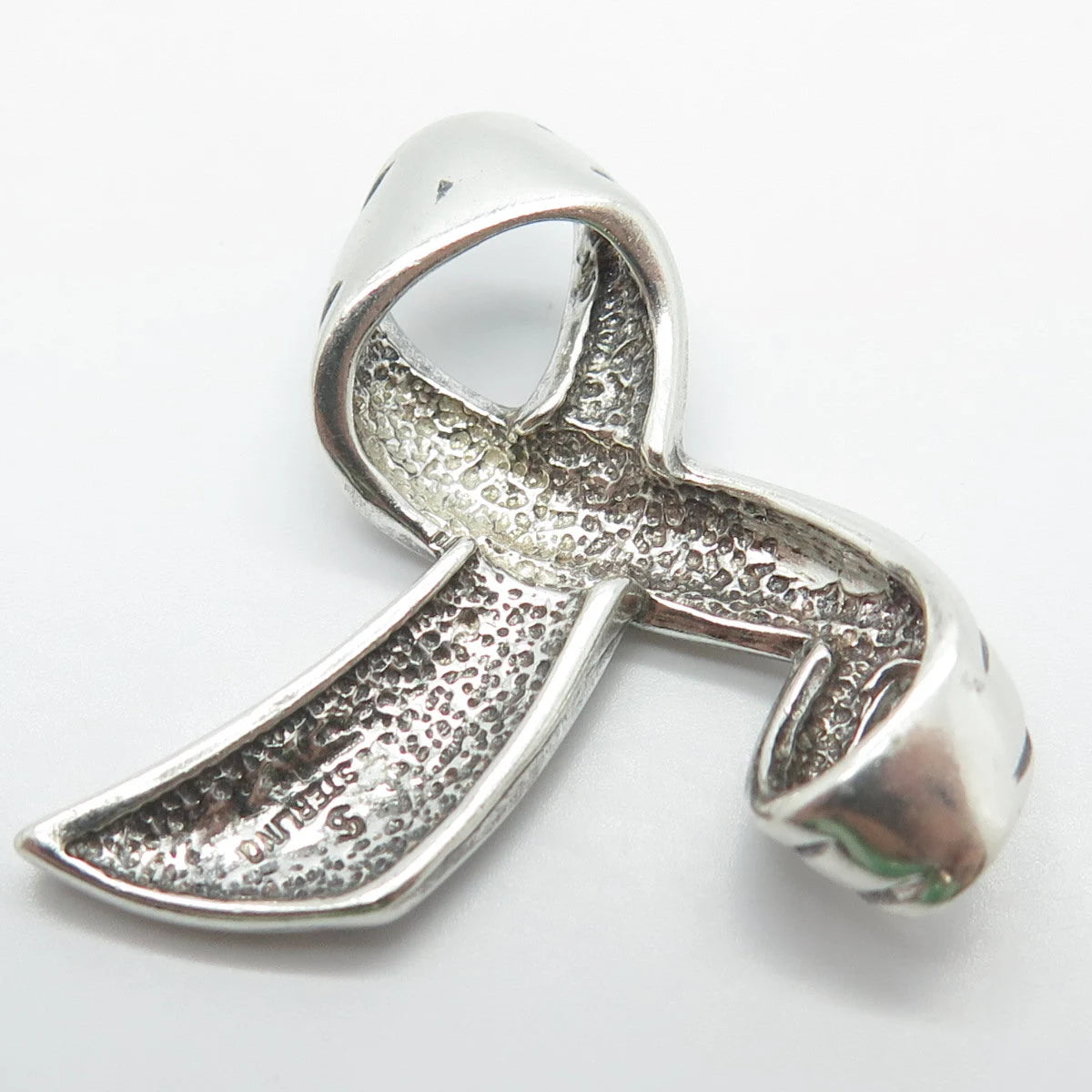 925 Sterling Silver Vintage Shube Ribbon Slide Pendant