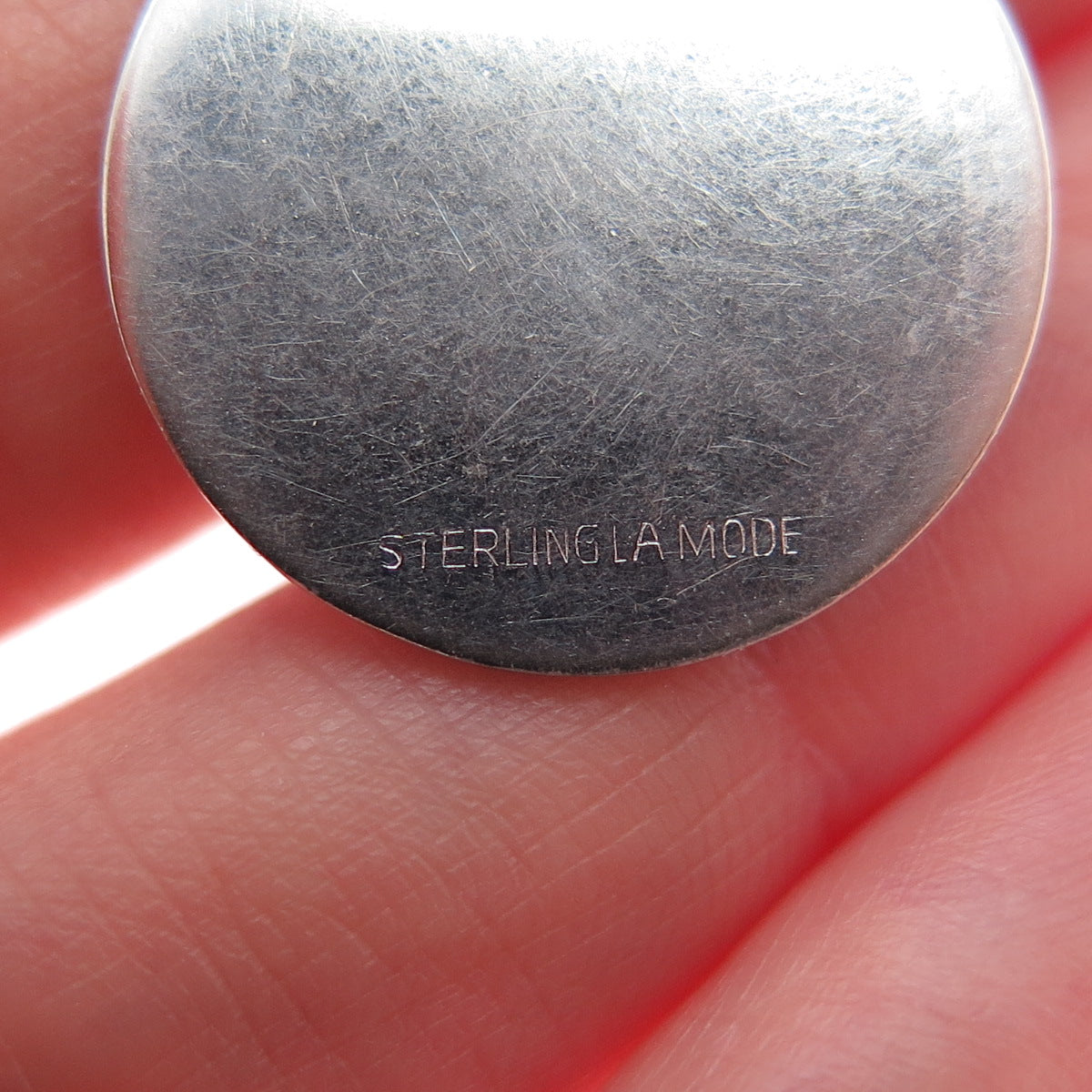 LAMODE 925 Sterling Silver Vintage Round Tag Charm Pendant