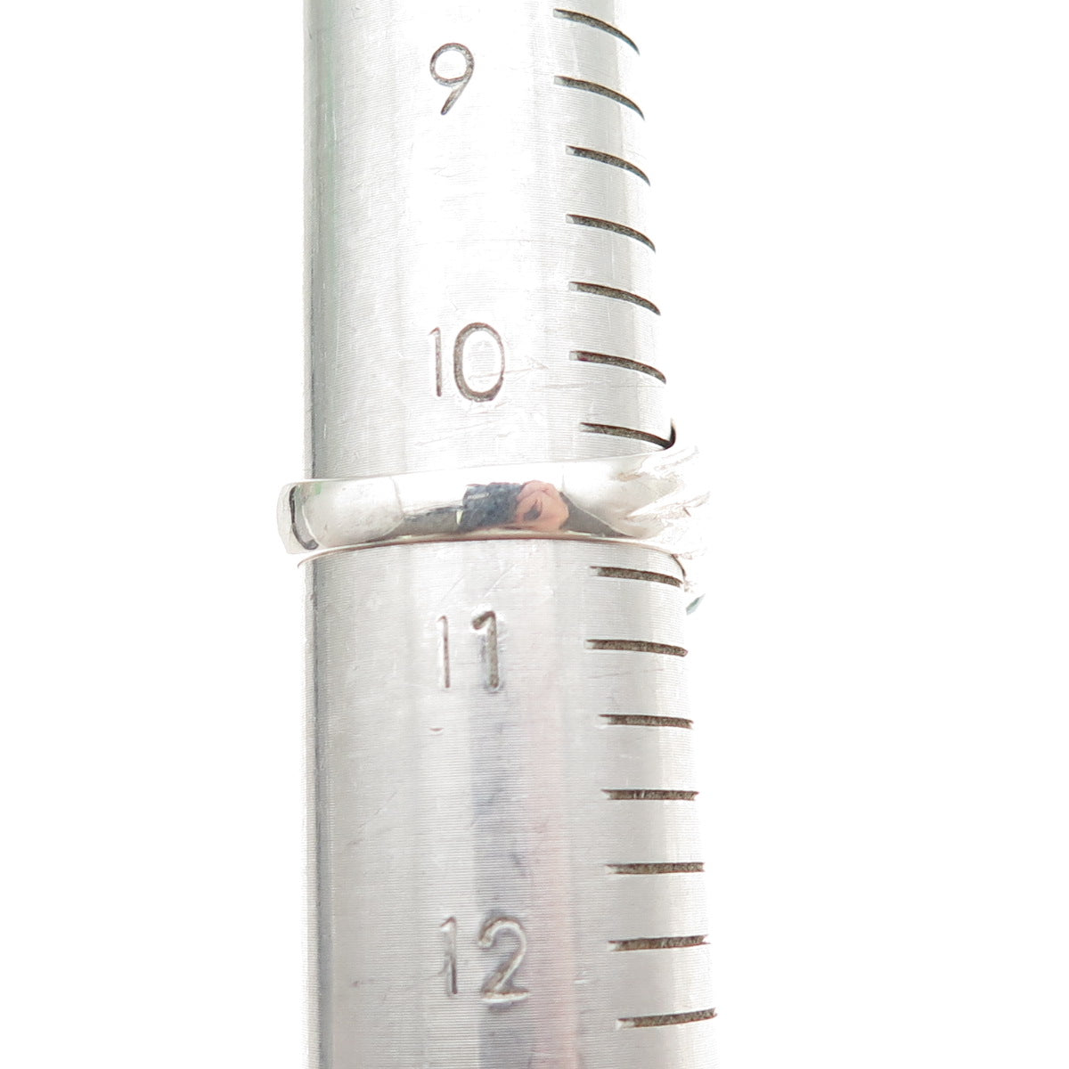 925 Sterling Silver Vintage Real Turquoise Modernist Ribbed Ring Size 10.75