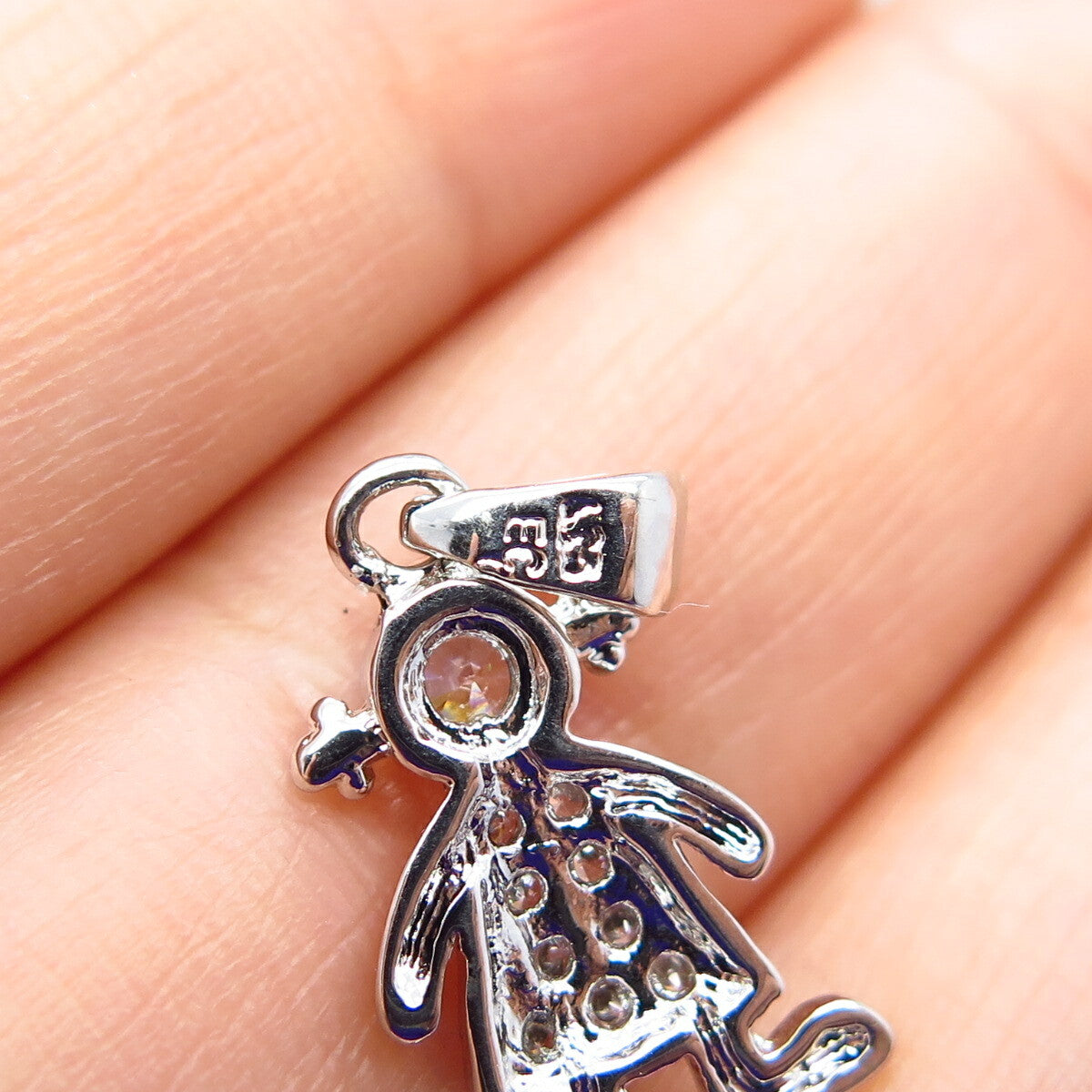 925 Sterling Silver C Z Girl Pendant