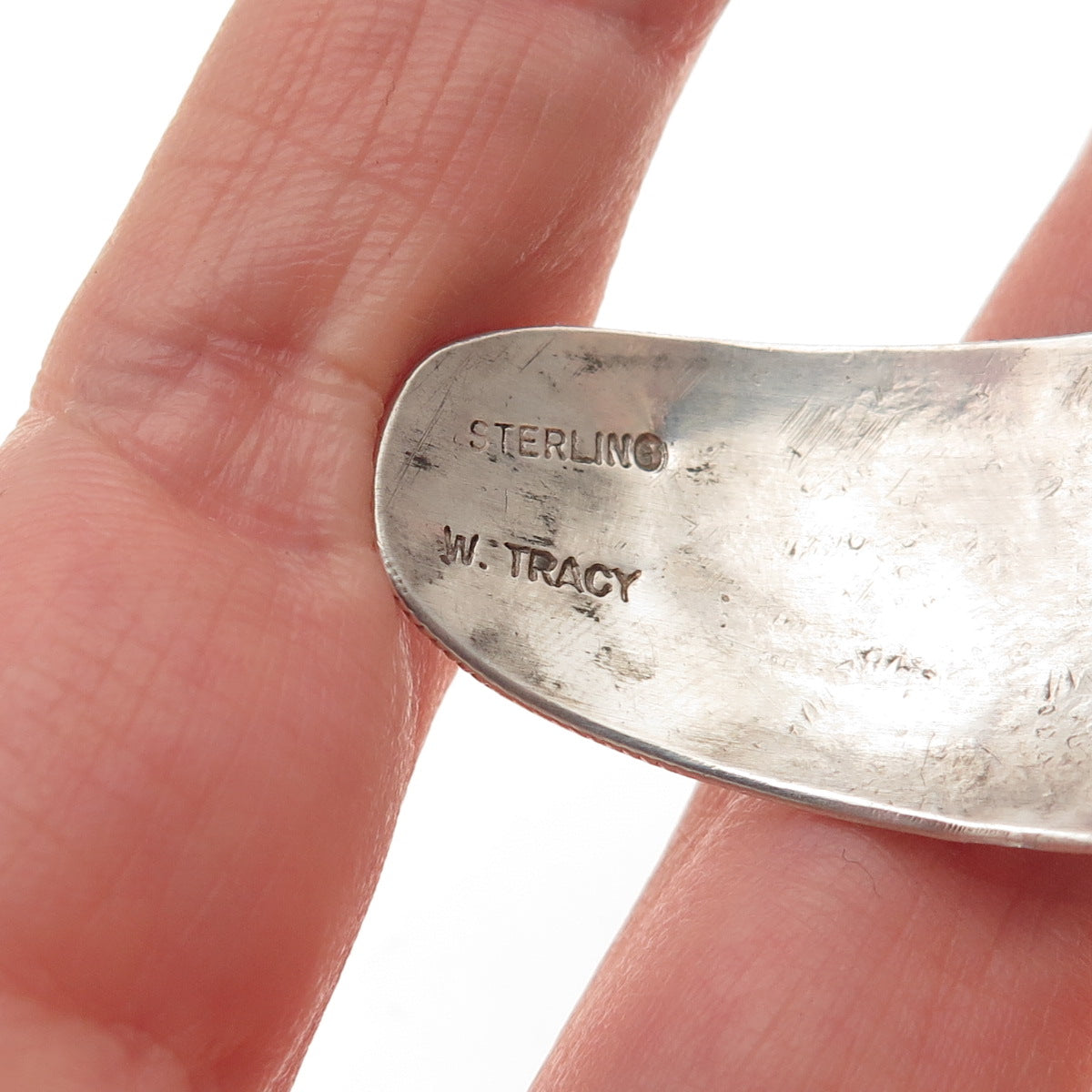 Wilbur Tracy Navajo Old Pawn 925 Sterling Silver Southwestern Half Hoop Earrings