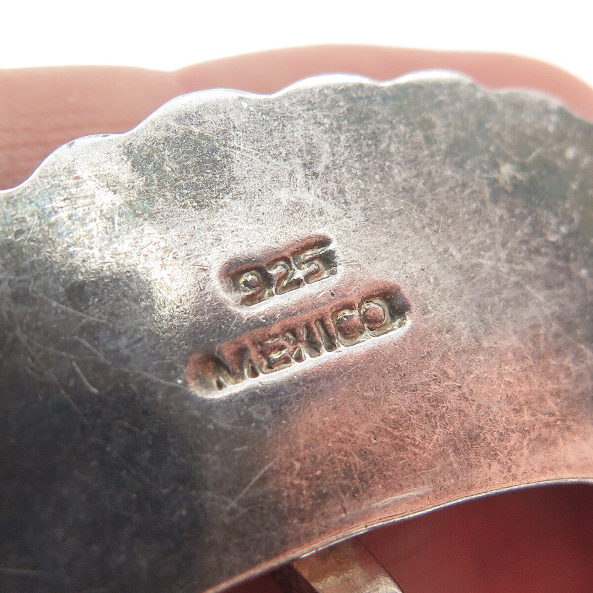925 Sterling Silver Vintage Mexico Ribbed Oxidized Belt Buckle