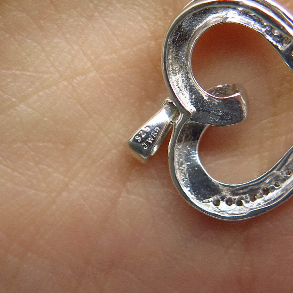 925 Sterling Silver JWBR Jane Seymour Real White Diamond Open Heart Pendant