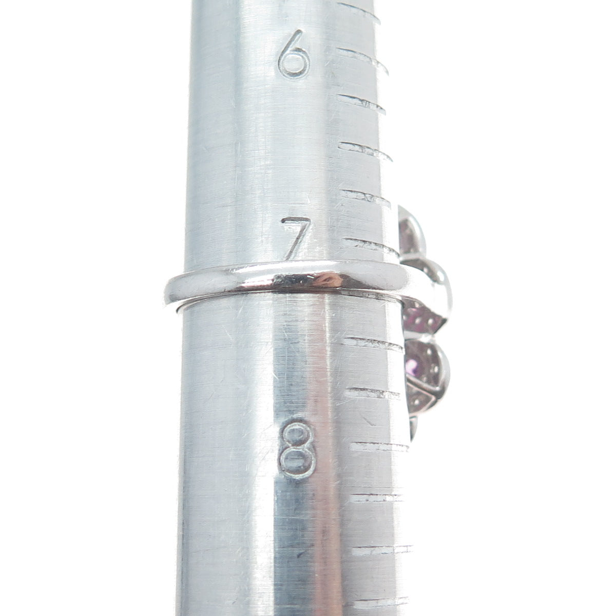 CHUCK CLEMENCY 925 Sterling Silver Real Amethyst & White Topaz Ring Size 7.25