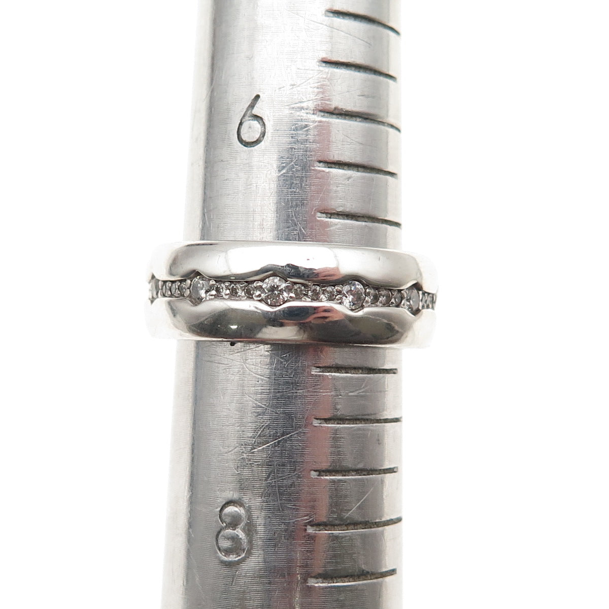 925 Sterling Silver Round-Cut C Z All Around Eternity Band Ring Size 7