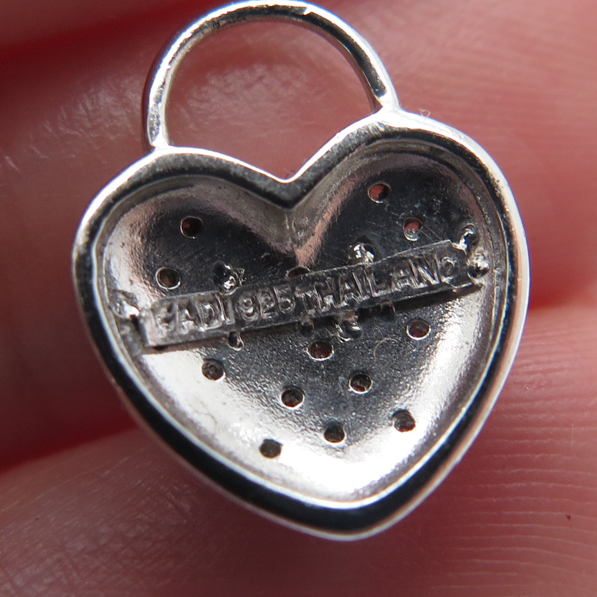 FADI 925 Sterling Silver Real Round-Cut Diamond Heart Minimalist Charm Pendant
