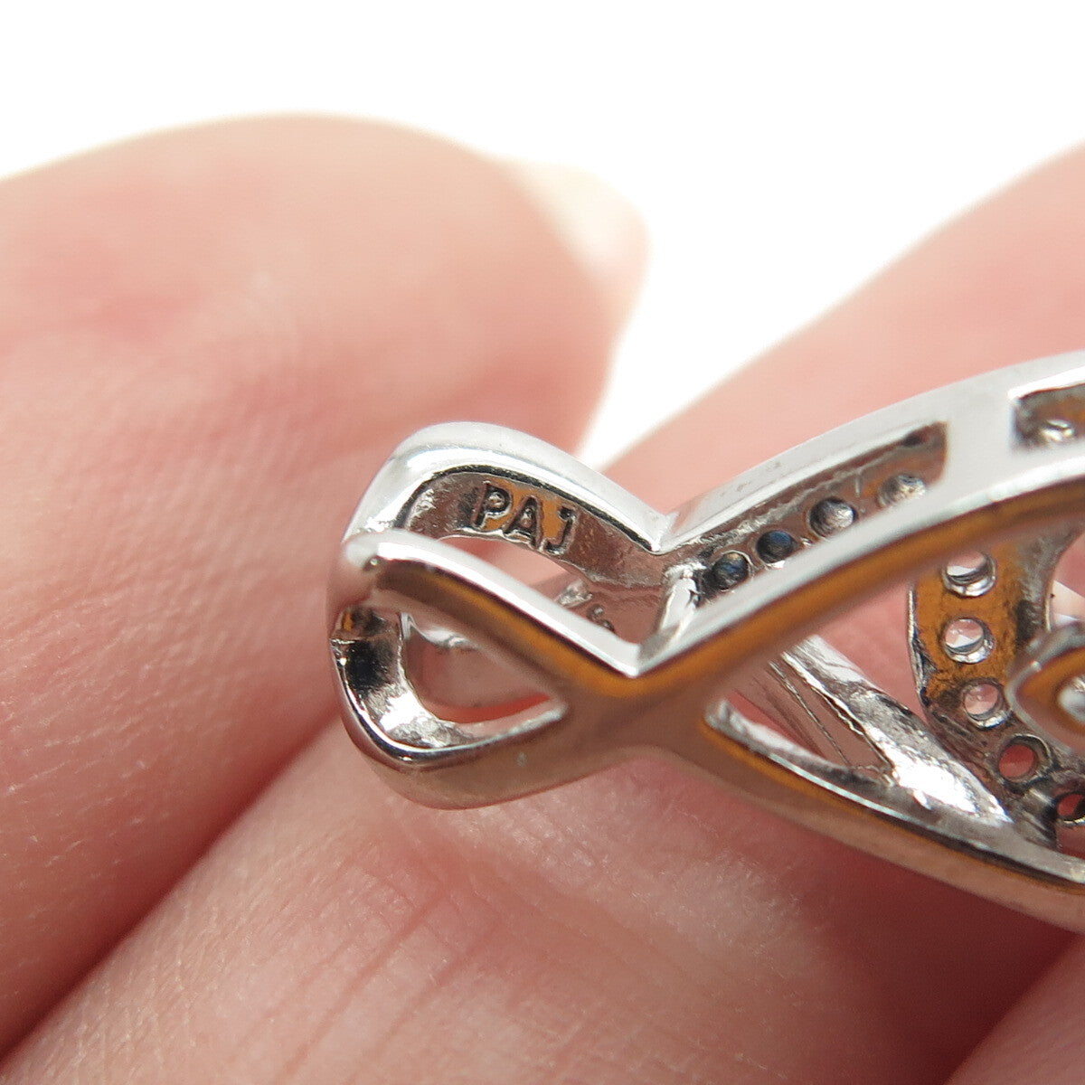 925 Sterling Silver Real White Topaz Gemstone Slide Pendant