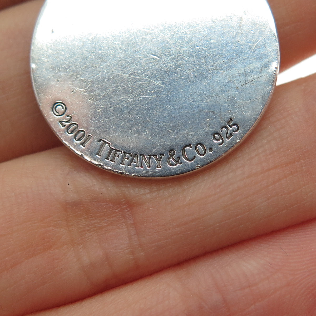 TIFFANY & CO. 925 Sterling Silver Vintage 2001 Engraved CPB Tag Charm Pendant