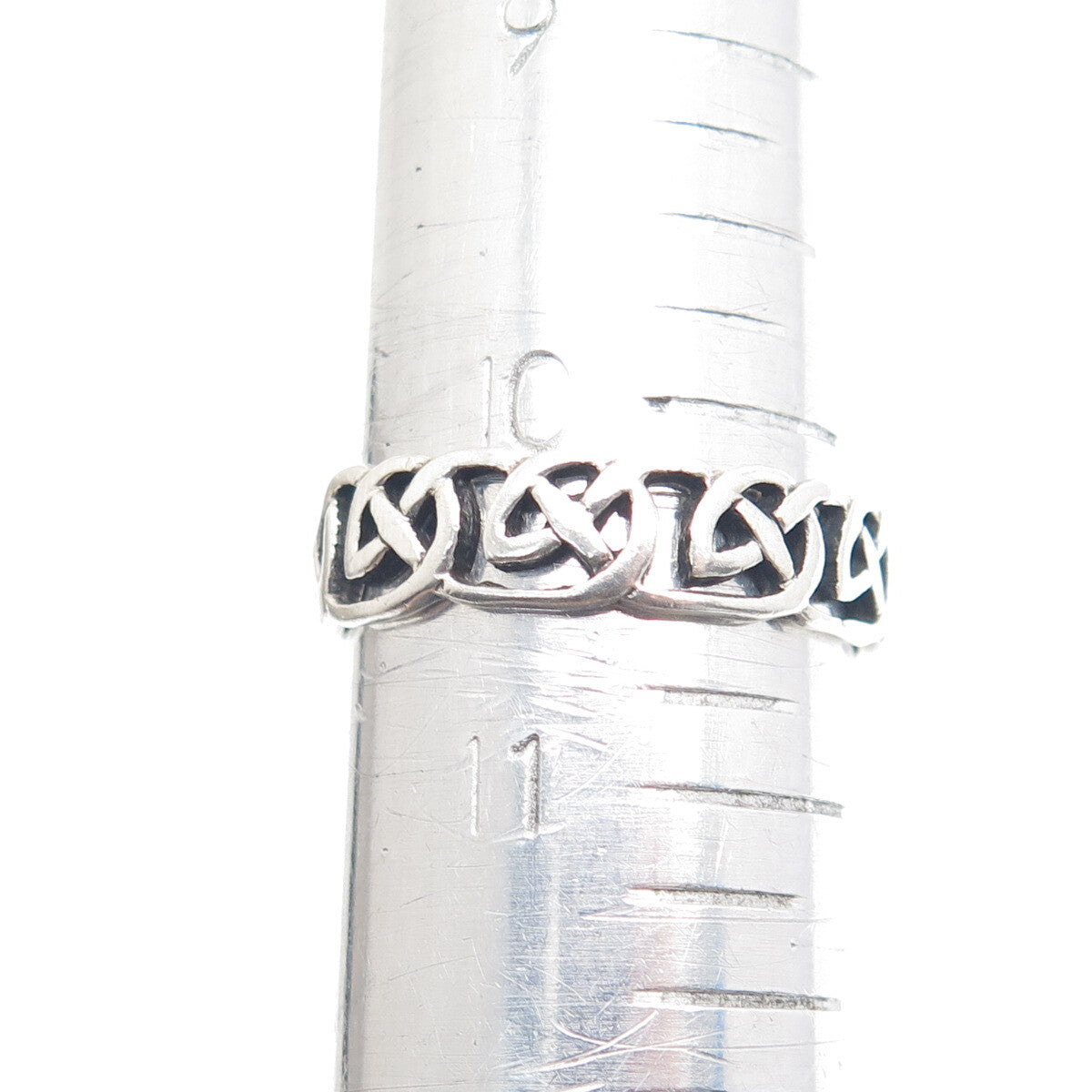 925 Sterling Silver Vintage Celtic Knot Oxidized Band Ring Size 10.5