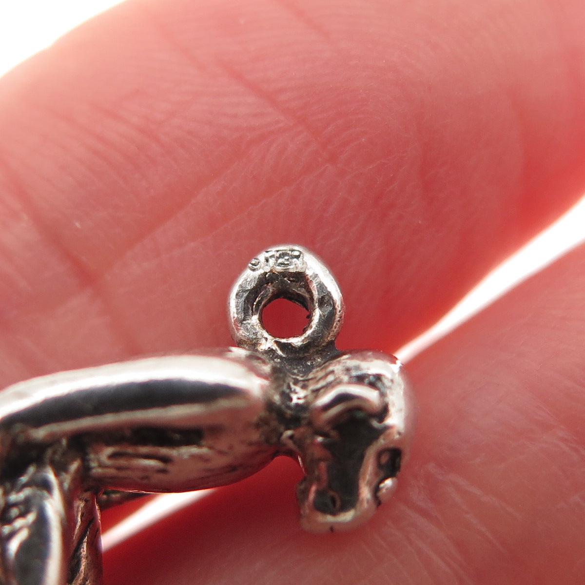 925 Sterling Silver Vintage Monkey Oxidized 3D Mini Charm Pendant