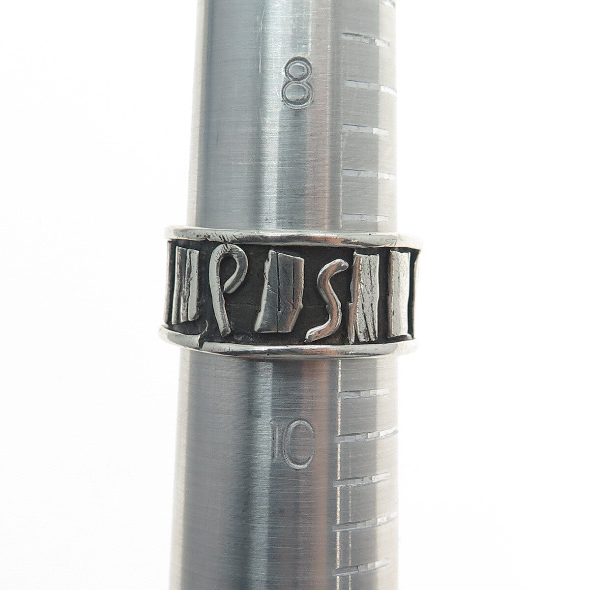 925 Sterling Silver Vintage Modernist Oxidized Band Ring Size 9.5