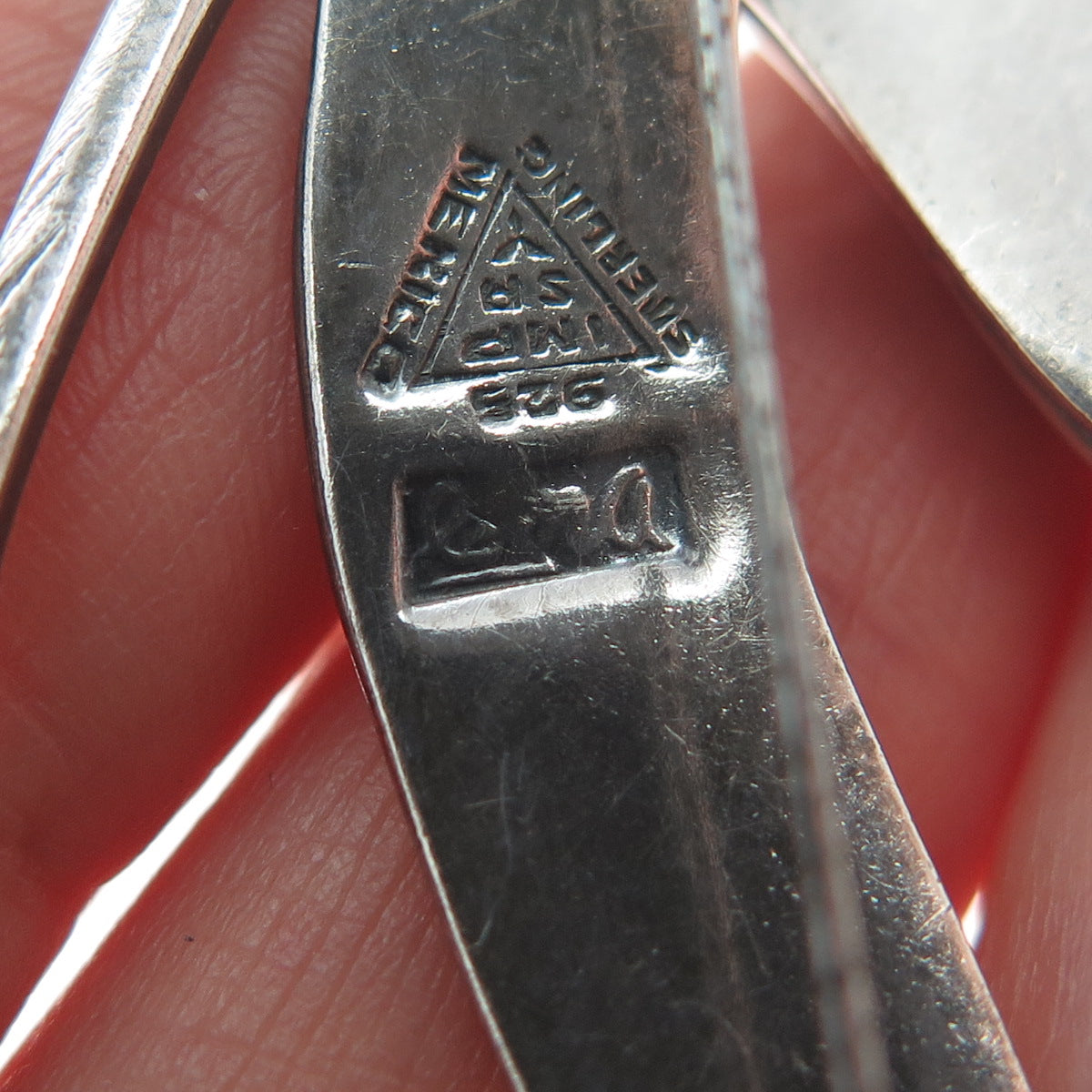 GINA Sterling Silver Vintage Mexico Tulip Flower Modernist Oxidized Pin Brooch