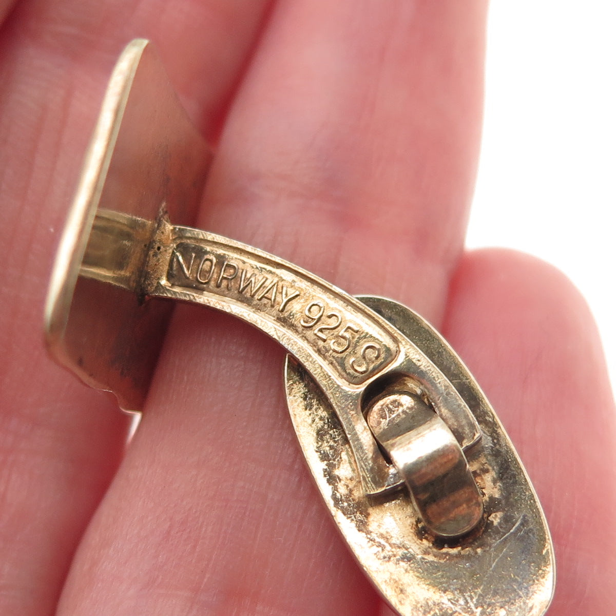 David Andersen 925S Sterling Silver Gold Plated Vintage Norway Enamel Cufflinks