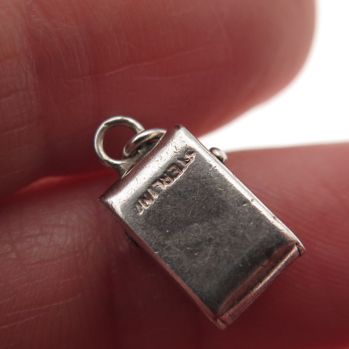 925 Sterling Silver Antique Art Deco Mail Box 3D Mini Open Charm Pendant