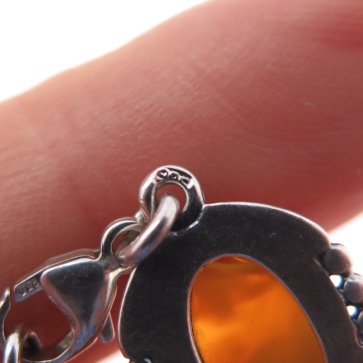 925 Sterling Vintage Real Scottish Egg Yolk Amber Modernist Bracelet 7.25"