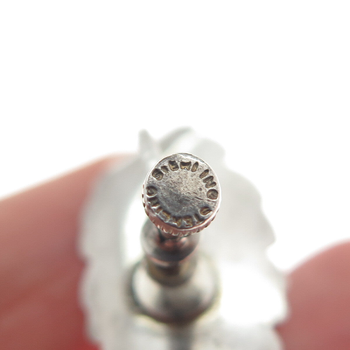 925 Sterling Silver Antique Art Deco Floral Leaf Screw Back Earrings
