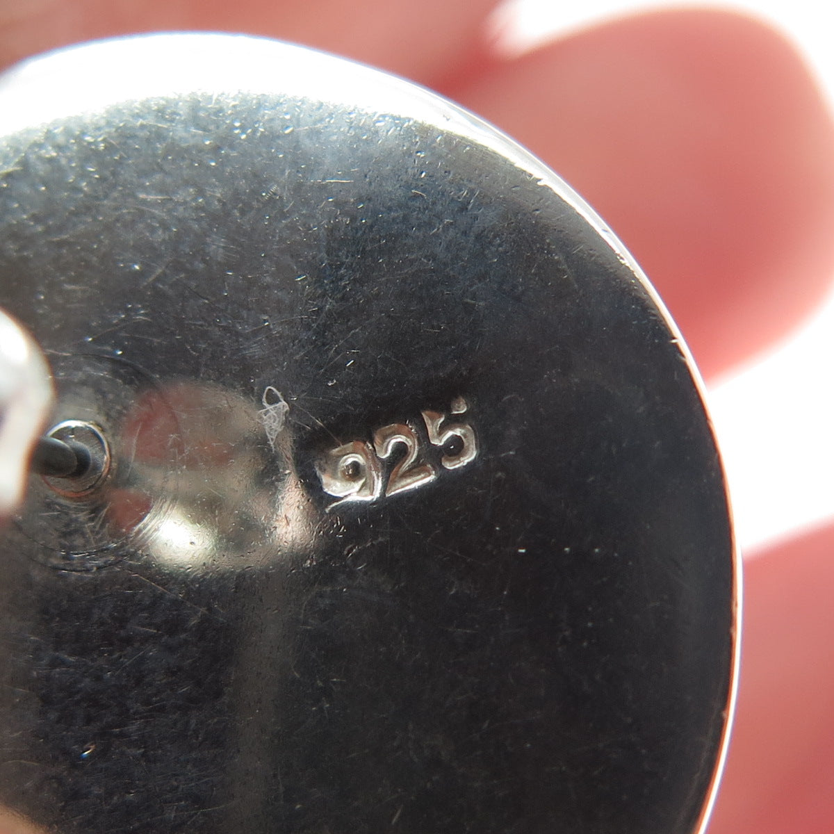 925 Sterling Silver Vintage Half Ball Modernist Earrings