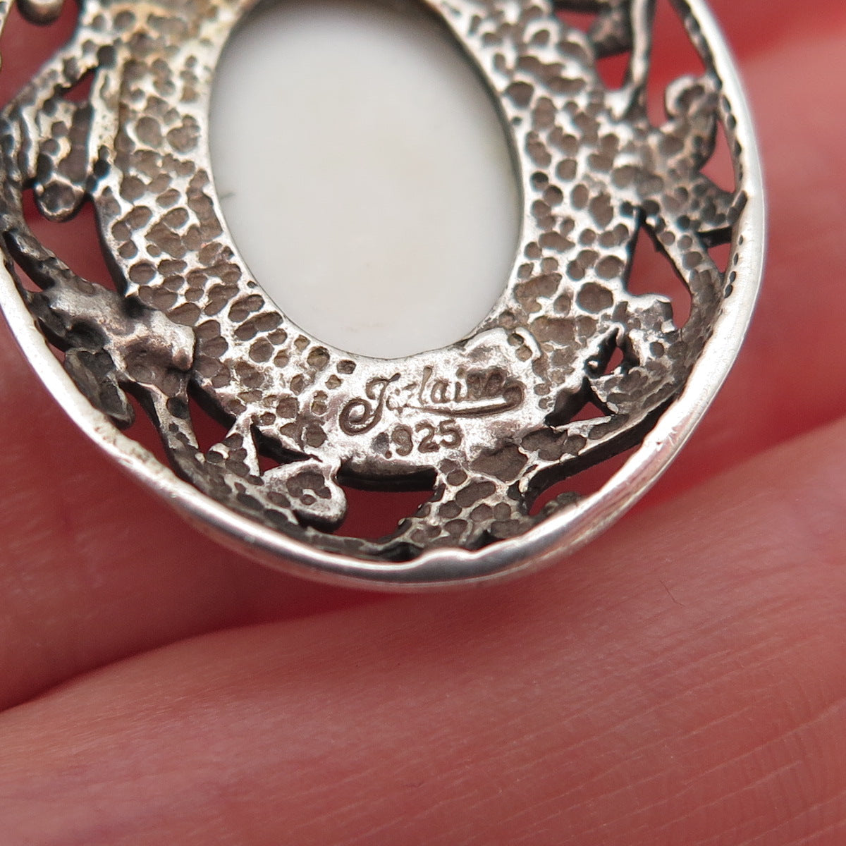 Jezlaine 925 Sterling Silver Vintage Lady Portrait Floral Charm Pendant