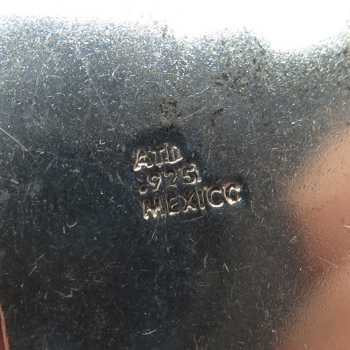 925 Sterling Silver Vintage ATI Mexico Real Black Onyx Hammered Pendant