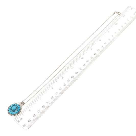 D'Joy 925 Sterling Real Turquoise Apatite & White Topaz Cable Chain Necklace 20"
