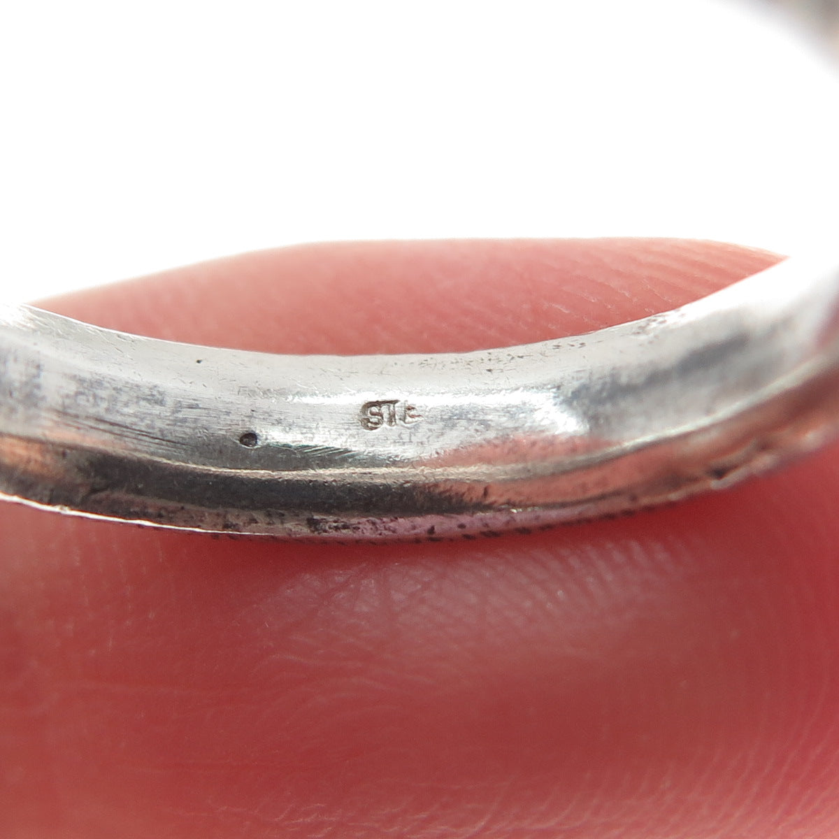 925 Sterling Silver Vintage Tree Bark Oxidized Band Ring Size 8.75