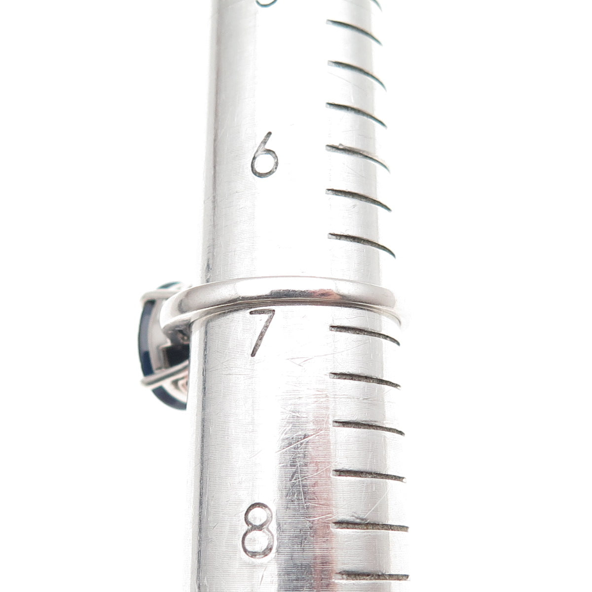 925 Sterling Silver Real Oval-Cut Sapphire Ring Size 7