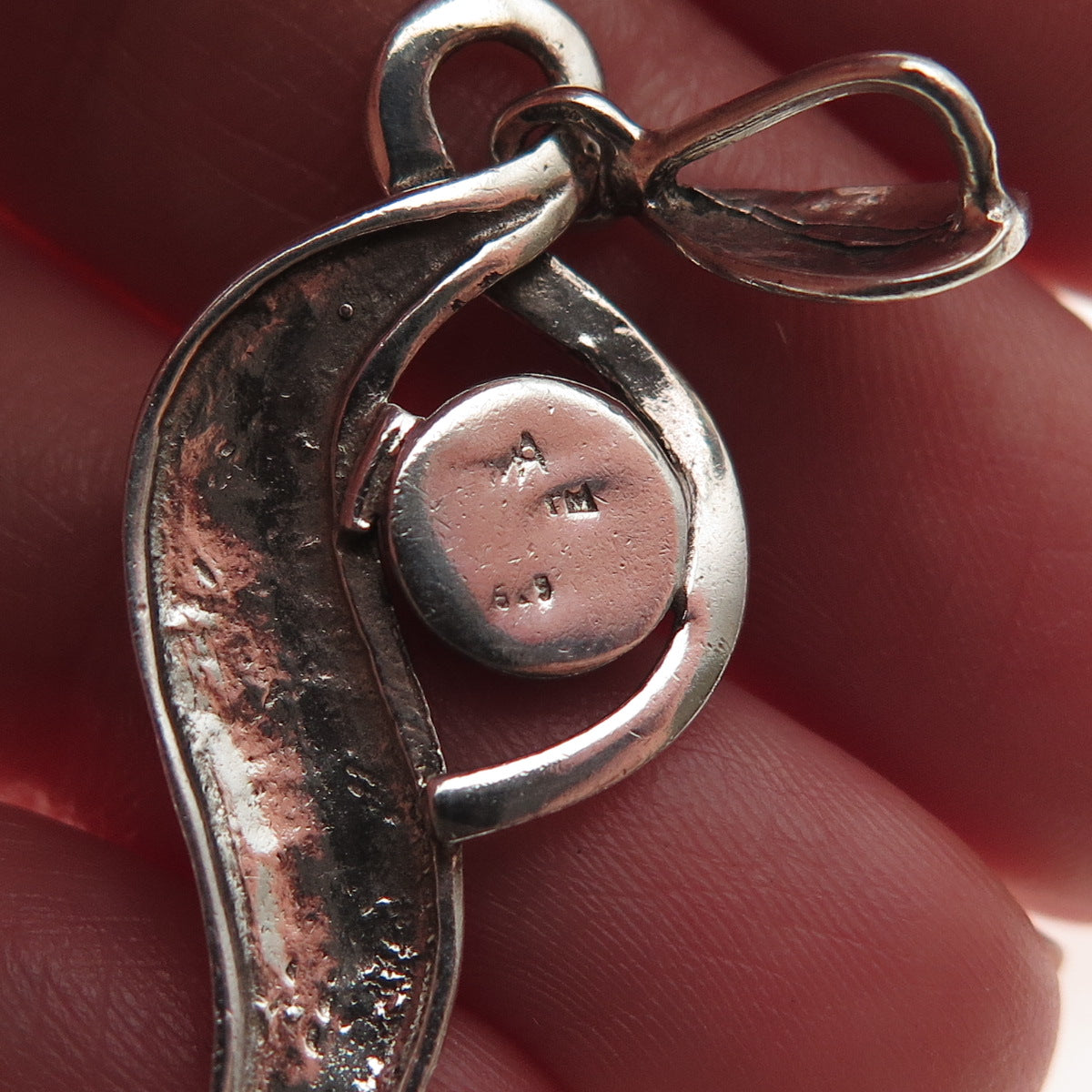 925 Sterling Silver Vintage Real Bisbee Turquoise Modernist Charm Pendant
