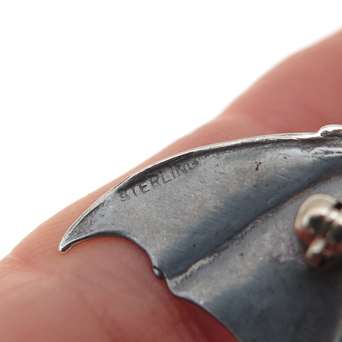 925 Sterling Silver Vintage Bat Oxidized Pin Brooch