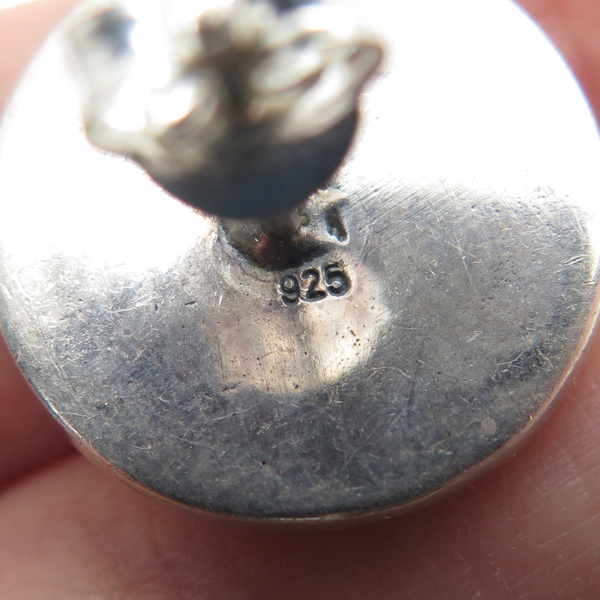 925 Sterling Silver Vintage Real Hematite Gem Swirl Modernist Oxidized Earrings