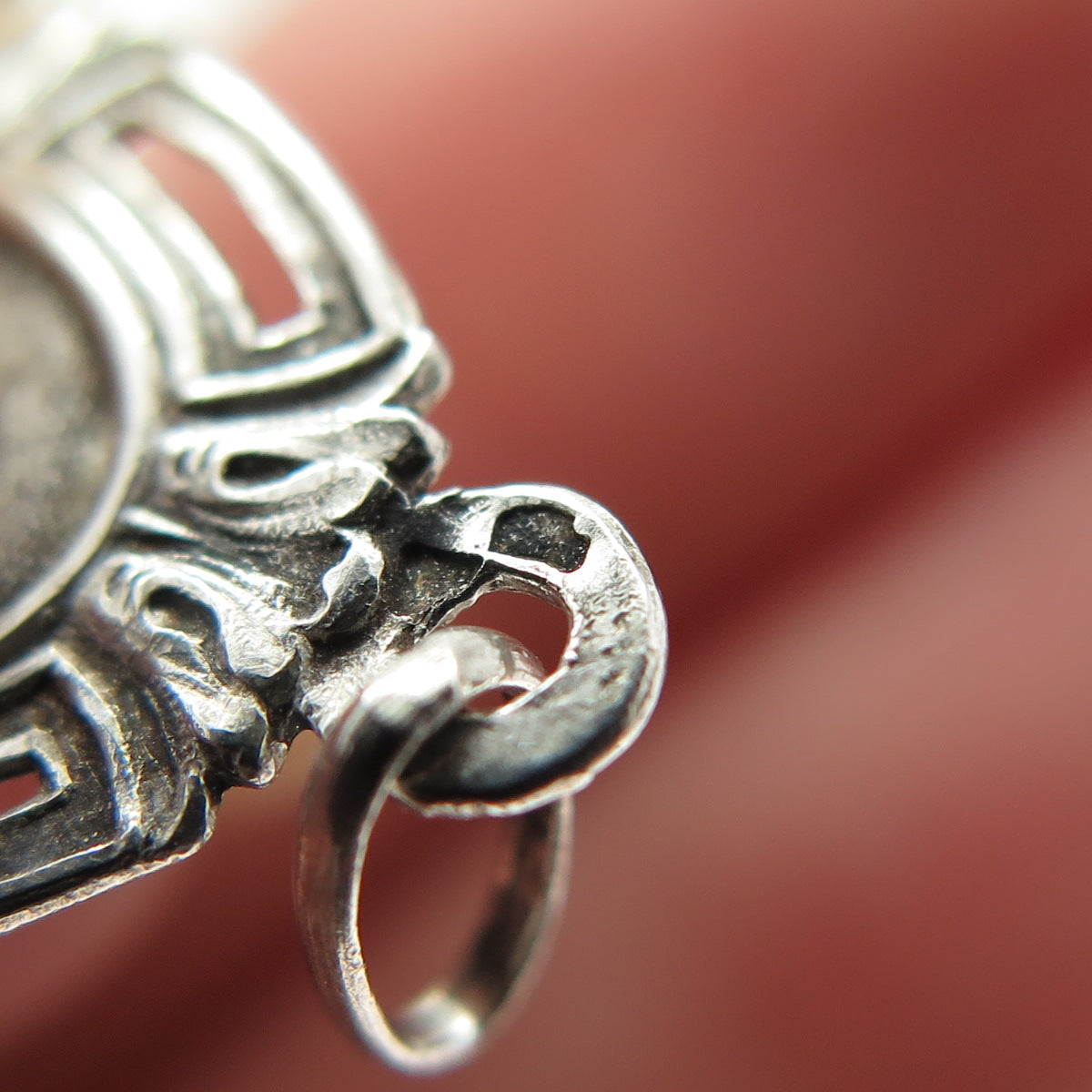 800 Silver Antique France St. Mary Medal Religious Charm Pendant