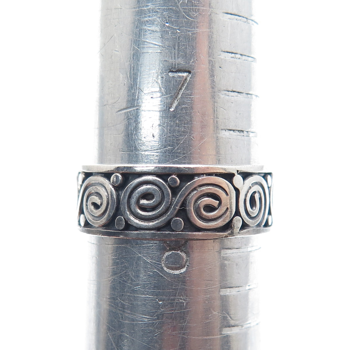 925 Sterling Silver Vintage Spiral Oxidized Band Ring Size 8