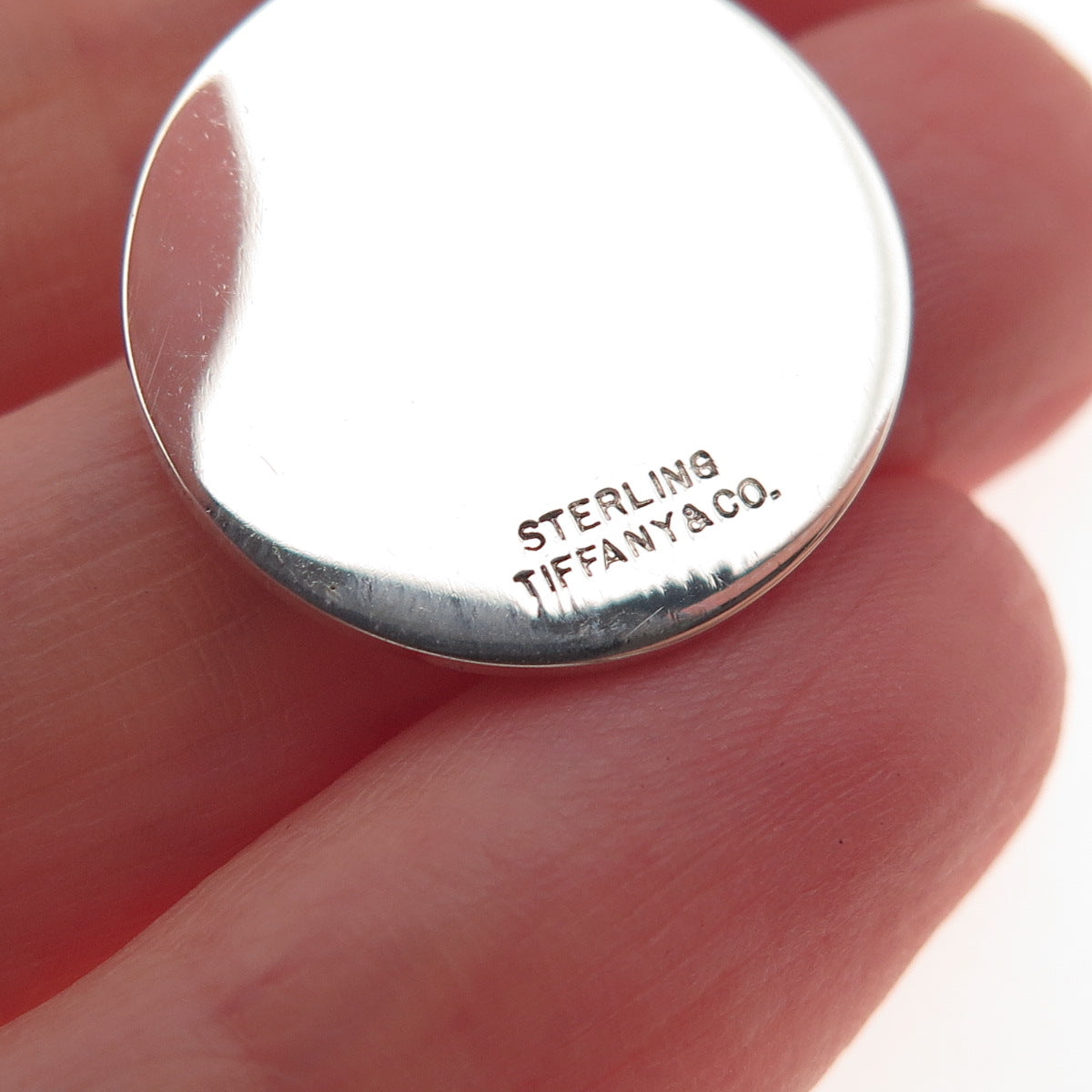 Tiffany & Co. 925 Sterling Silver Vintage Refco Logo Round Tag Charm Pendant