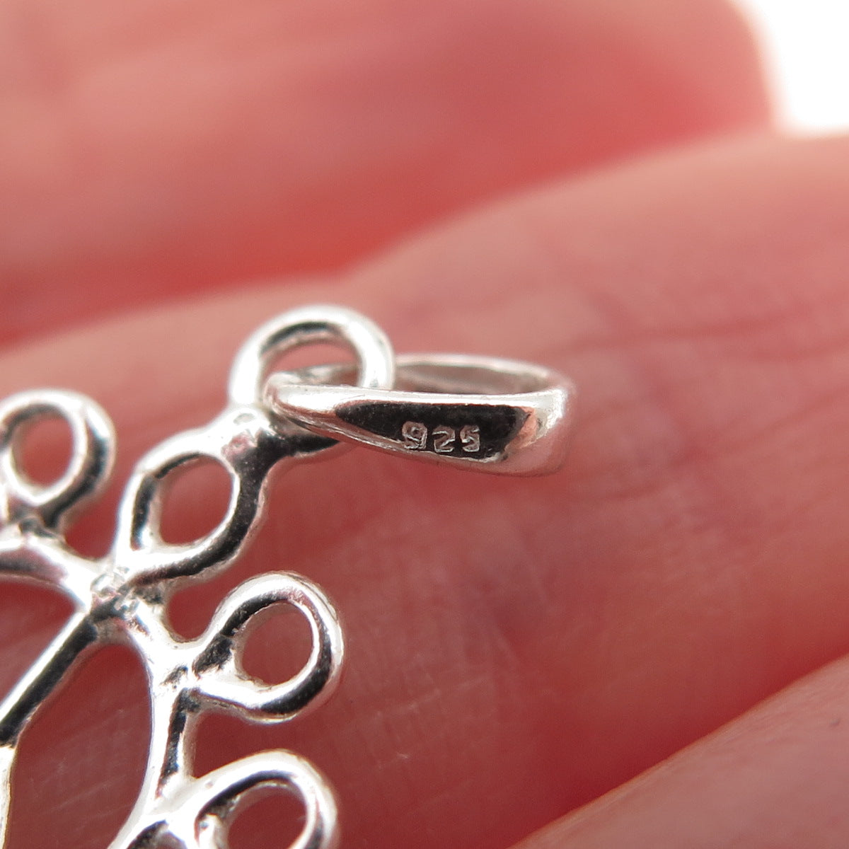 925 Sterling Silver Vintage Peace Symbol Swirl Charm Pendant