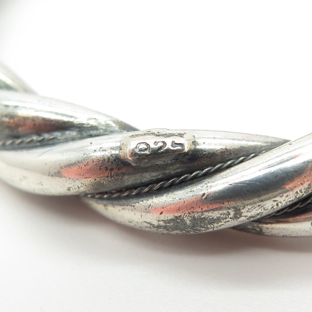 925 Sterling Silver Vintage Twisted Bangle Bracelet 7"