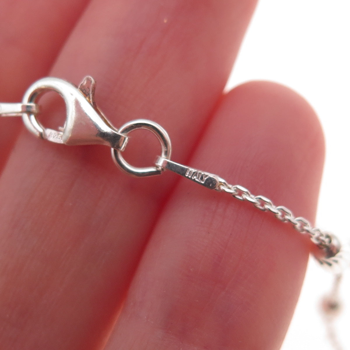 925 Sterling Silver Italy Bead By The Yard Cable Link Anklet / Bracelet 10"