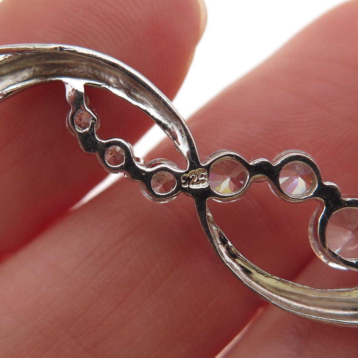 925 Sterling Silver Graduated Round-Cut C Z Infinity Slide Charm Pendant