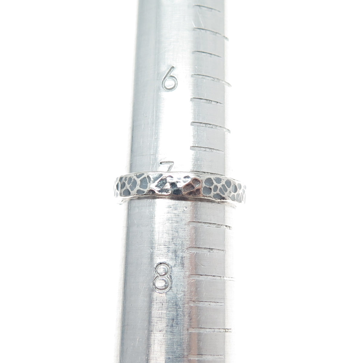 NOY LI 925 Sterling Silver Vintage Israel Hammered Oxidized Band Ring Size 7.25