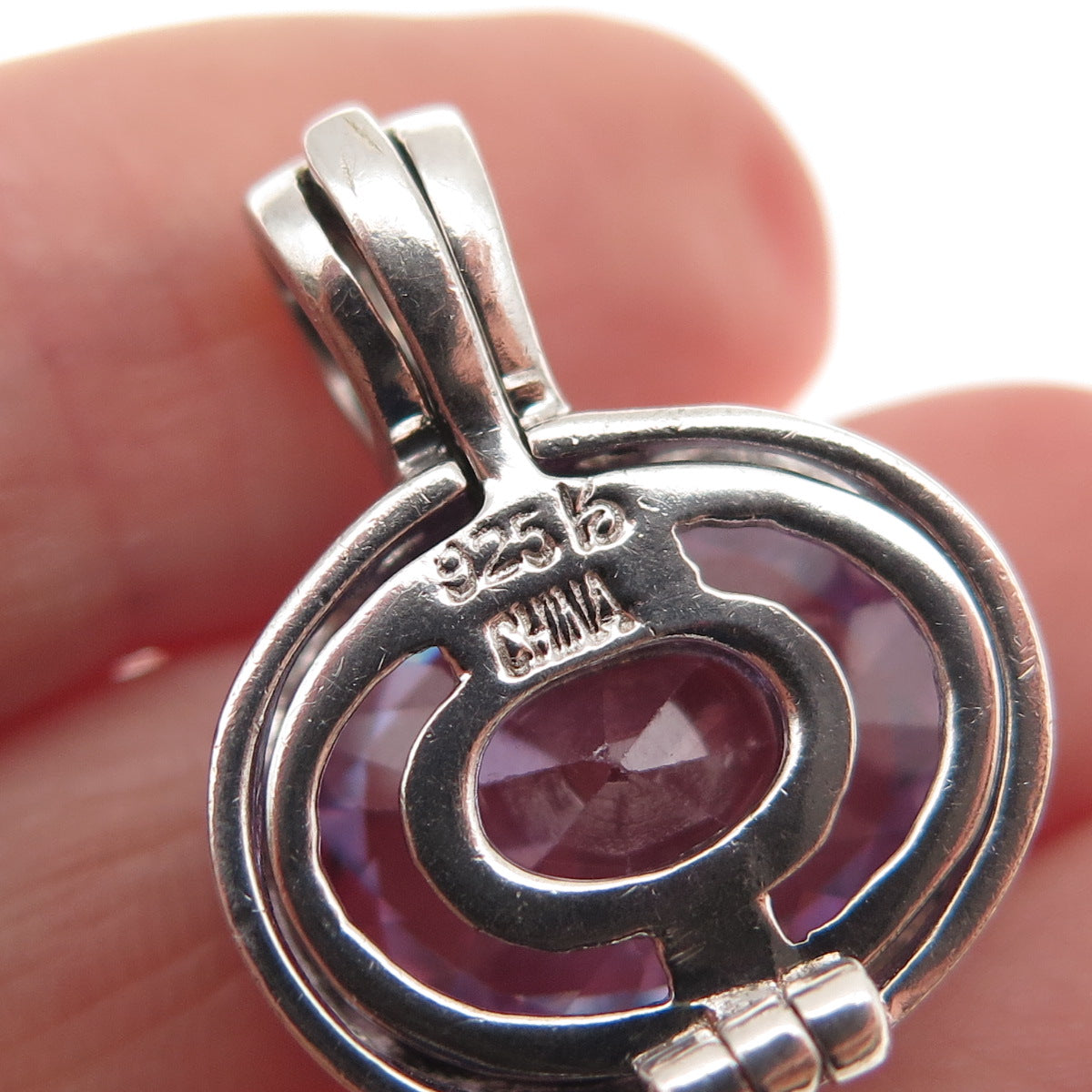 Ken Craft 925 Sterling Real Diamond Accent Lavender C Z Interchangeable Pendant