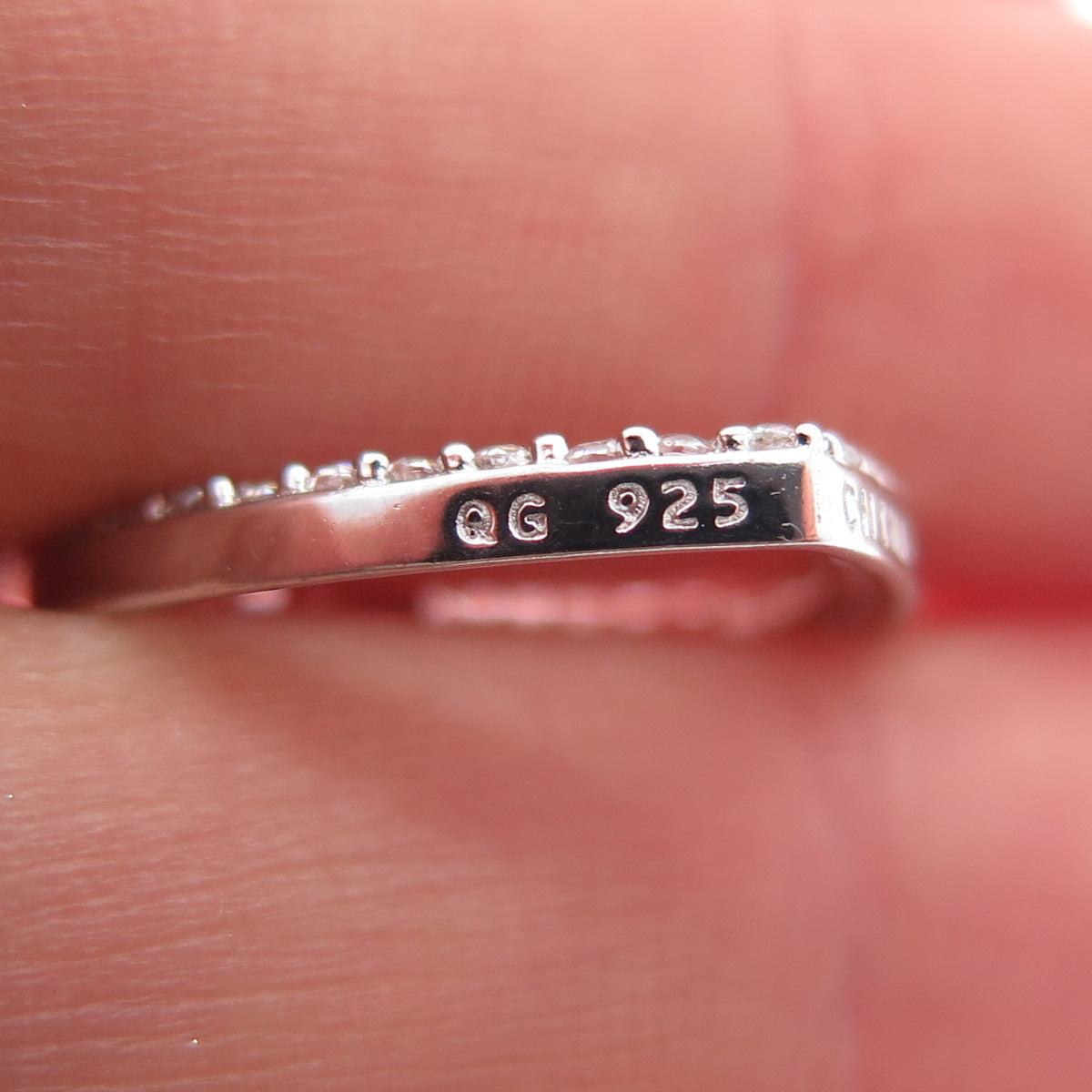 925 Sterling Silver Round-Cut C Z Heart Cable Chain Necklace 18"