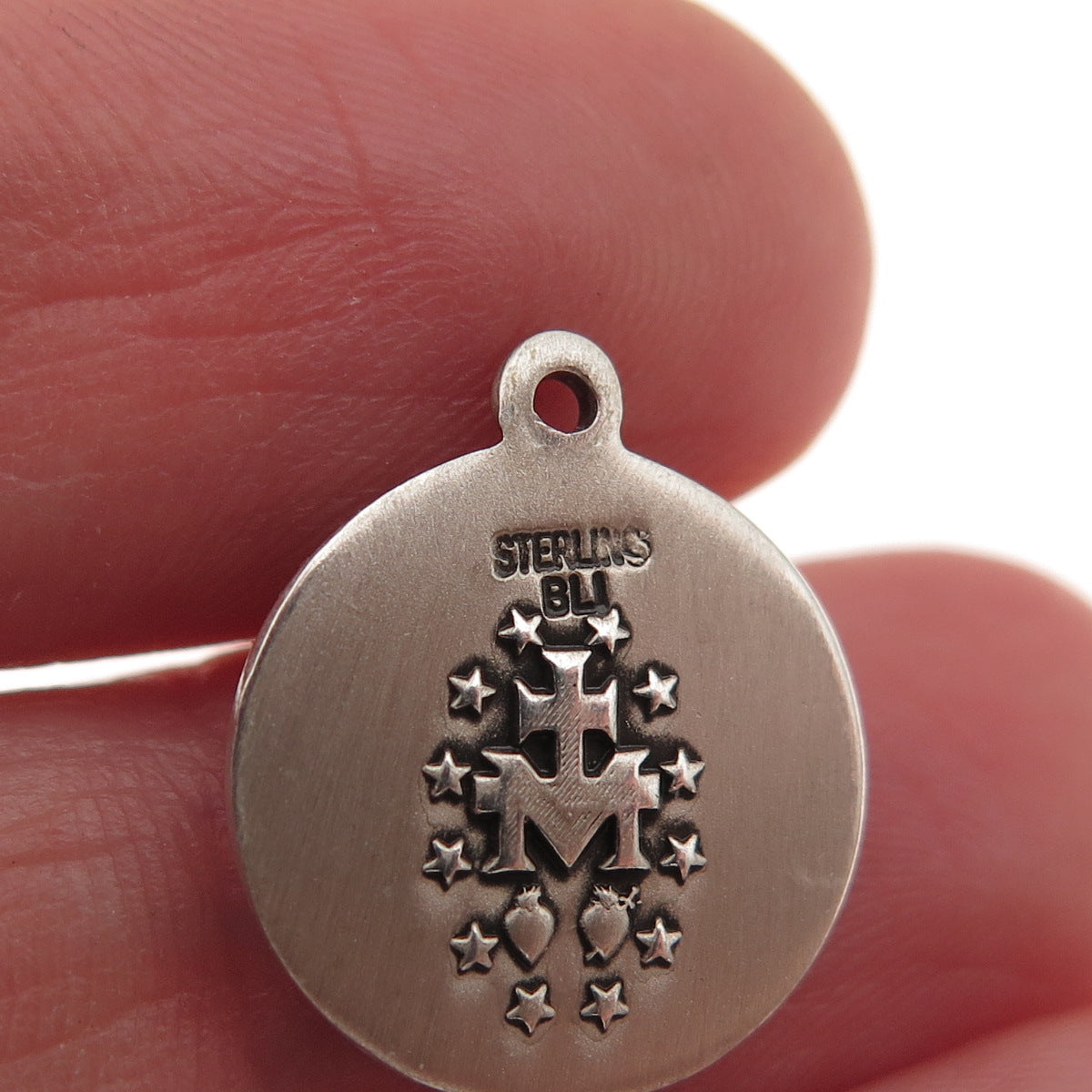 Bliss 925 Sterling Silver Vintage Saint Mary Miraculous Oxidized Charm Pendant