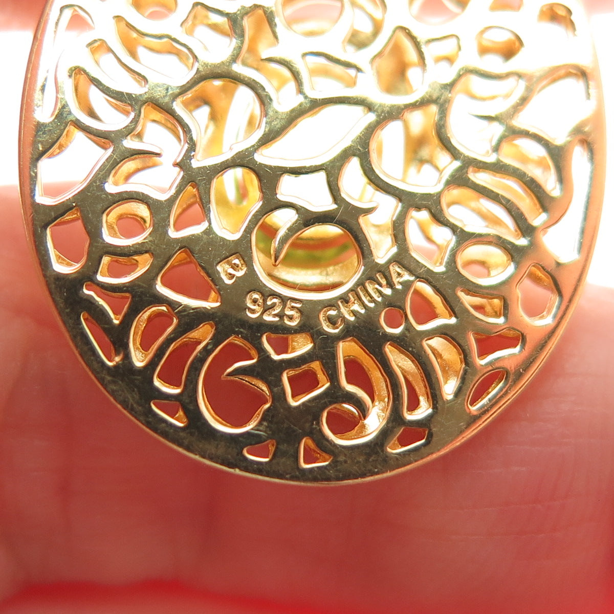 ROSS SIMONS 925 Sterling Silver Gold Plated Real Peridot Swirl Ornate Pendant