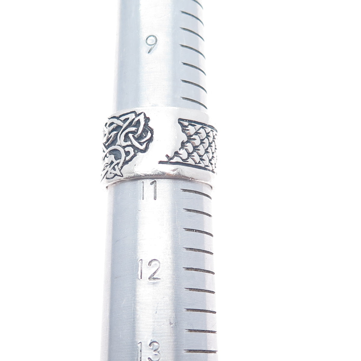 925 Sterling Silver Vintage Celtic Dragon Knot Oxidized Wide Band Ring Size 11