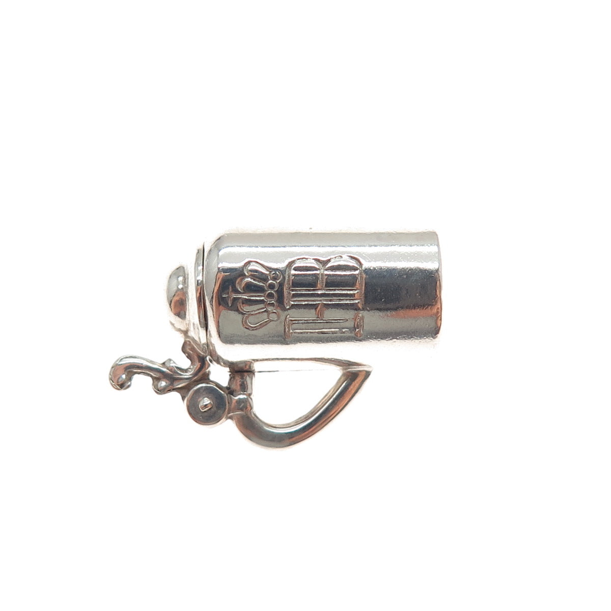 800 Silver Antique Beer Stein Monogram Locket Mini 3D Charm Pendant